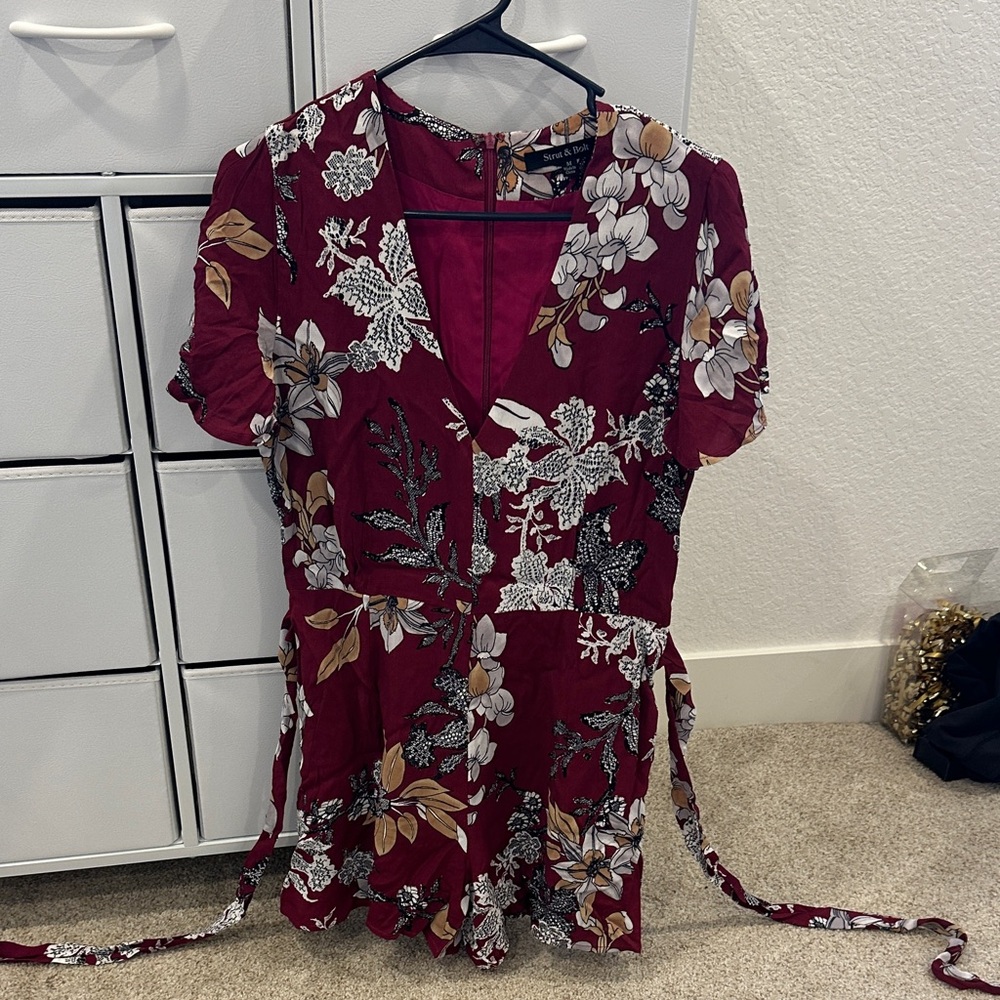 Floral Burgundy Women's Romper